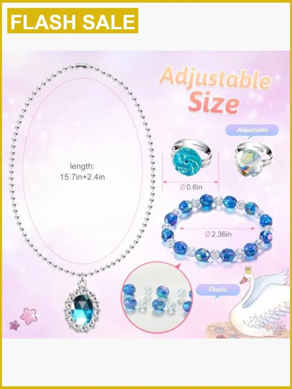36pc Princess Play Jewelry Set Dress Up Costume Necklace Bracelet Rings